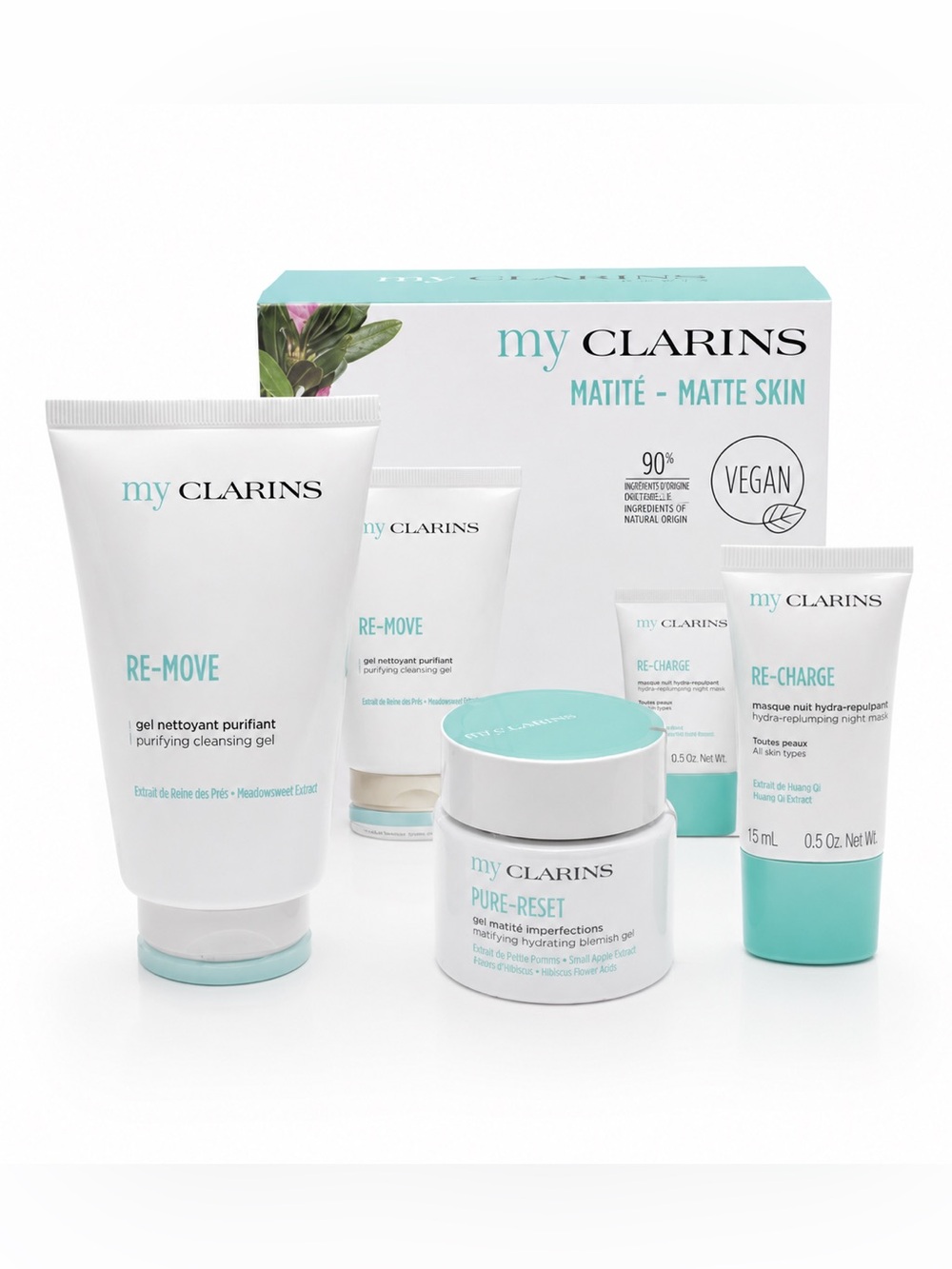 My Clarins Matte Skin Skincare Set Re Move Pure Reset Re Charge New